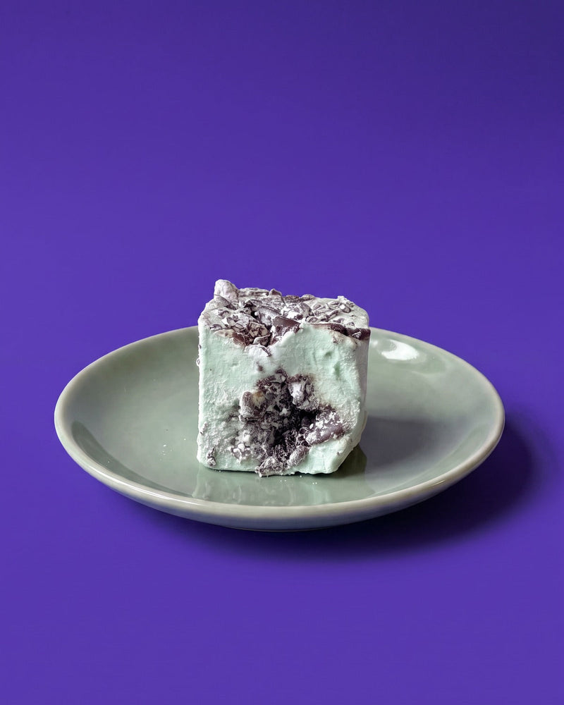 Mint Chip Brownie marshmallow on a plate